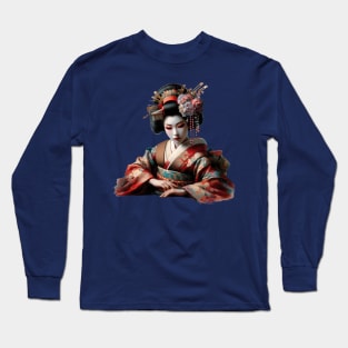 Japanese Geisha Painting Long Sleeve T-Shirt